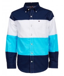 Tommy Hilfiger Blue/White/Light Blue Color Block L/S Shirt